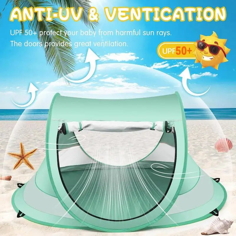 beach Baby Shade Tent UV Resistant Toddler Dome Foldable Baby Pop Up Tent for Vacation Camping Pool Beach Travel Backyard